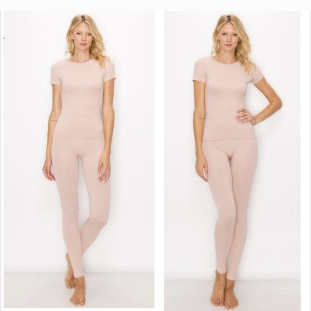 Ribbed Knit Fitted Top and Leggings set